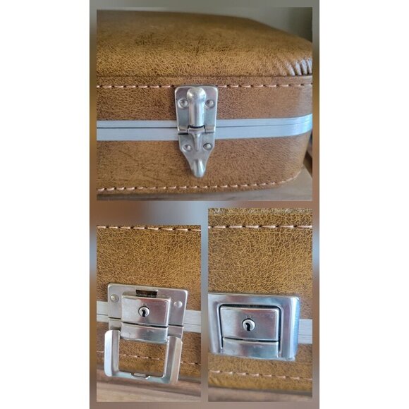 Vintage Brown Vanity Hard Shell Suitcase W Handle and 2 Latches - Picture 10 of 10